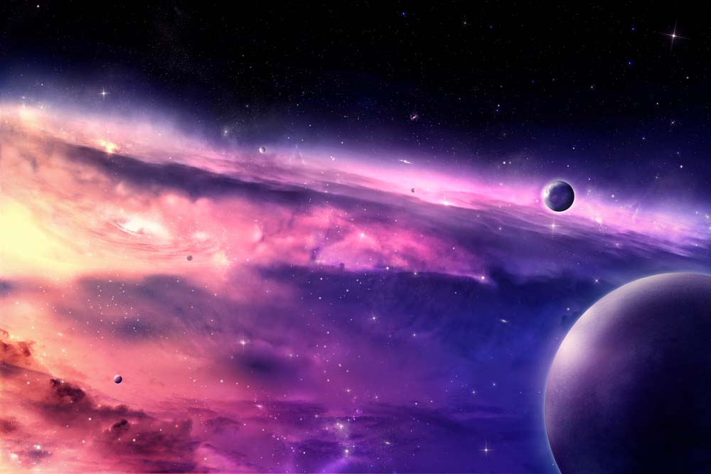 Cosmic scene in blue/purple