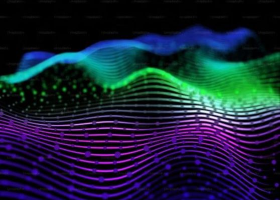 Green and pink frequency waves